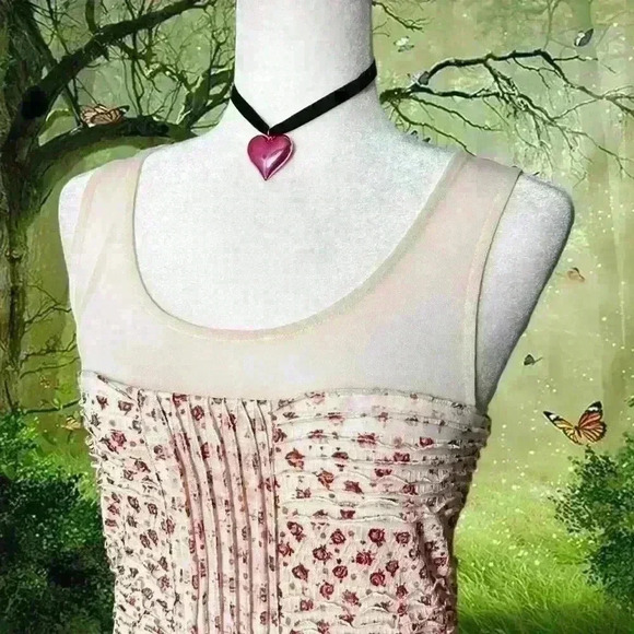 Y2k 90s  Free People Beige Boho Dress Size S - Picture 3 of 9